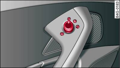 Detail of the driver's door: Adjuster knob